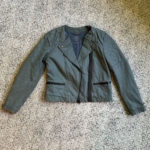 GAP Olive Green Quilted Moto Jacket